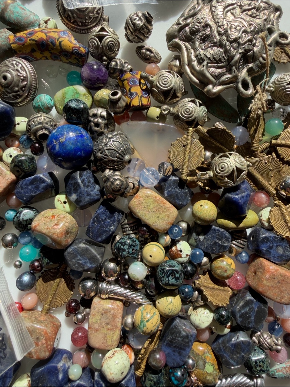 Mixed Bead Lot Assortment - gemstones antique, vintage and contemporary